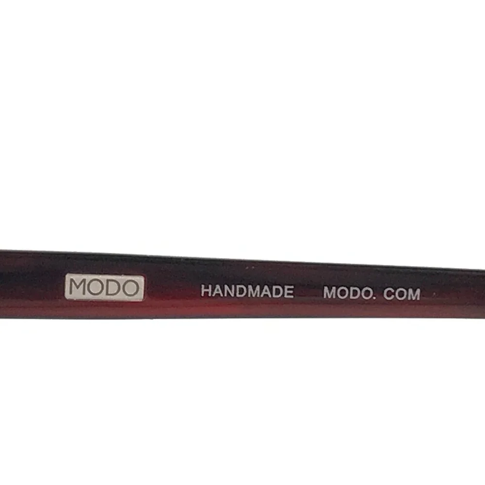 MODO Eyeglasses Frames 6527 REDSK Dark Clear Red Round Horn Rim 47-22-142